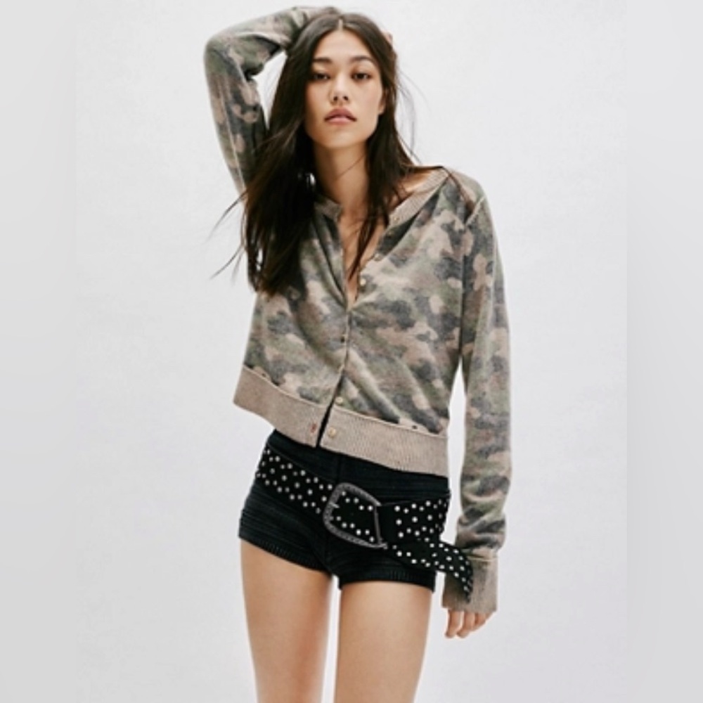 Free People Nocturnal Cardigan Camo print